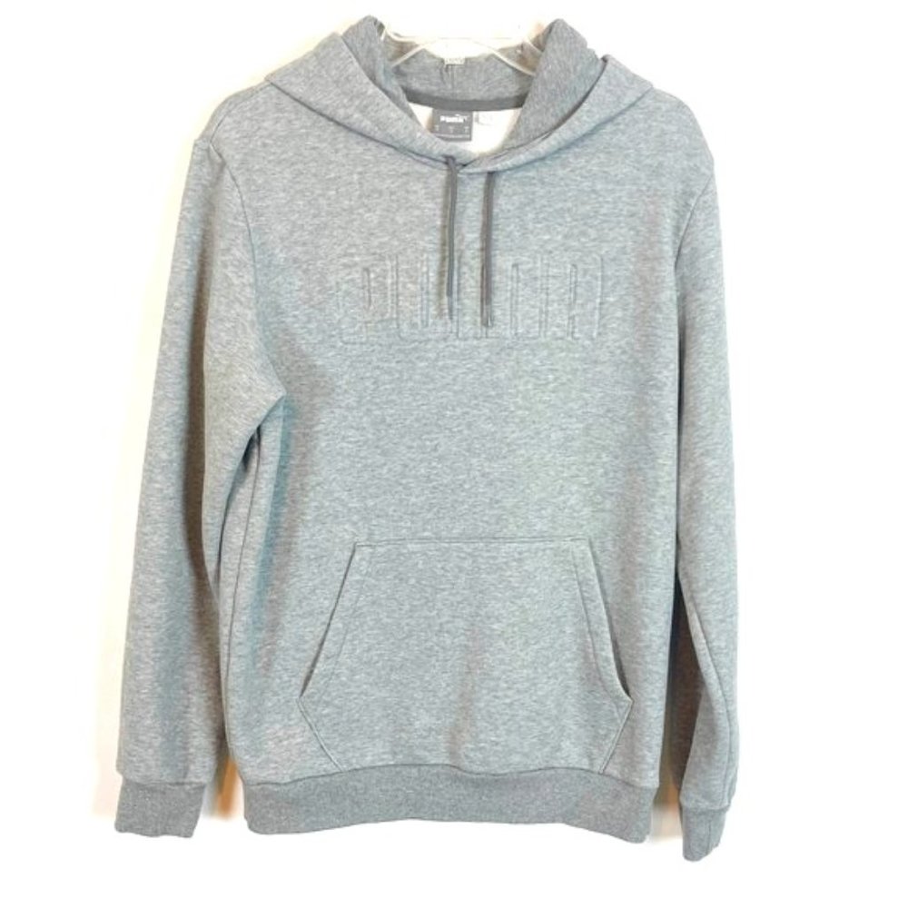 Puma Grey Long Sleeve Hooded Pullover Sweatshirt Size Medium
